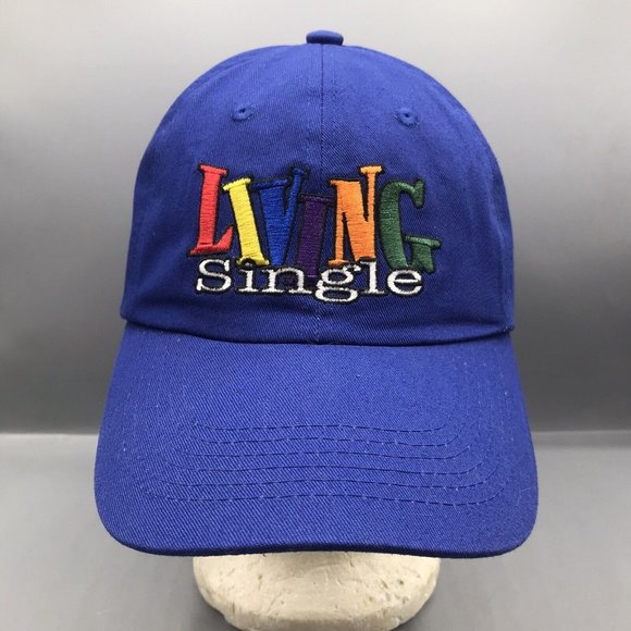 Living Single Vintage Strapback Hat Cap Adjustable Blue Sitcom 90s TV - VGC - Picture 1 of 5